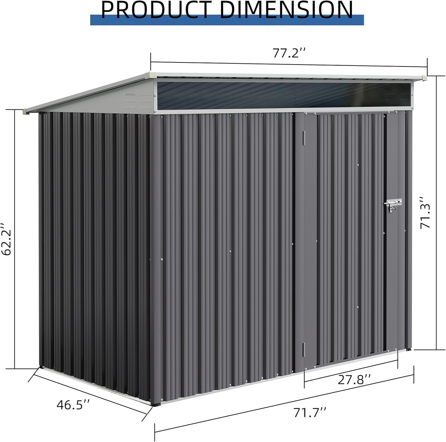 JY QAQA 6x4 FT Metal Outdoor Garden Storage Shed,Waterproof Metal Garden Sheds with Window and Lockable Double Door,Weather Resistant Steel Tool Storage House Shed for,Garden,Patio,Lawn, Dark Grey