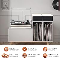 Vista 8 de Tocadiscos para vinilos con altavoces externos, transmisión por correa, tocadiscos retro para discos de vinilo, altavoces estéreo duales