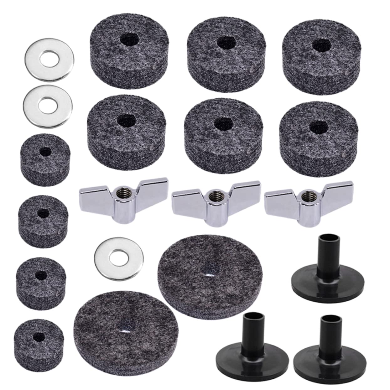 Yardwe 21-piece Anti-slip Drum Cymbal Replacement Felt Pad Set Cymbal Sleeves for Drums and Electronic