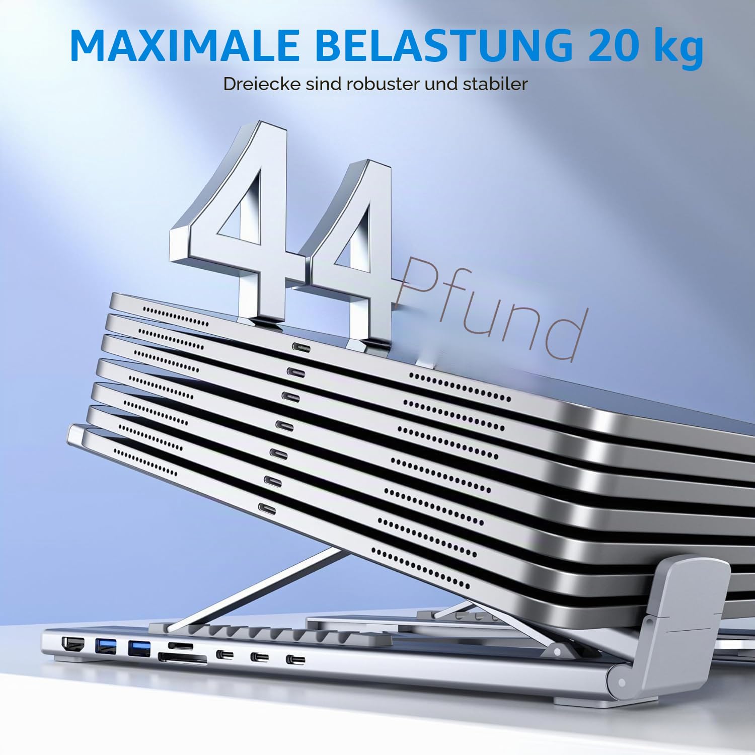 M57 Docking Station USB C Laptop Ständer, 8 in 1 USB C Hub Laptopständer mit 4K@30Hz HDMI, SD/TF, Laptop Stand DockingStation USBC Dock Multiport Adapter Halterung für MacBook Pro Air, Notebook