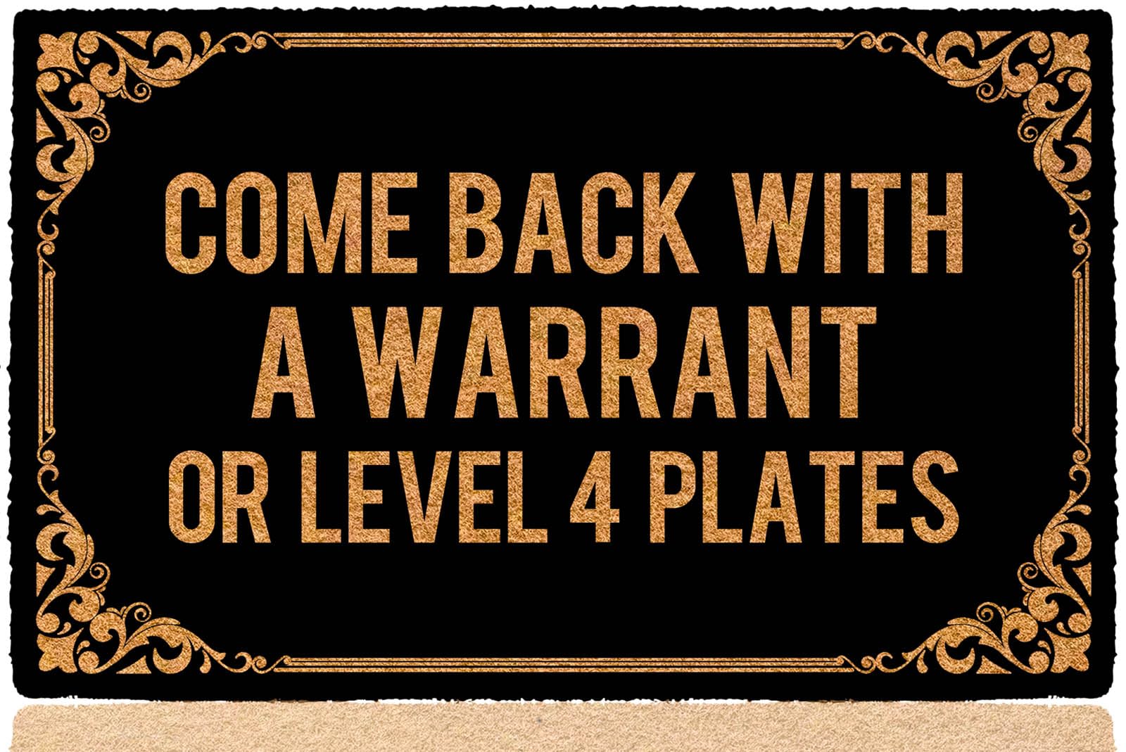 Bouulm Come Back with a Warrant or Level 4 Plates 23.6"x15.7" Rubber Welcome Mat for Outside, Indoor/Outdoor Door Mat Non-Slip Front Door Mat Funny