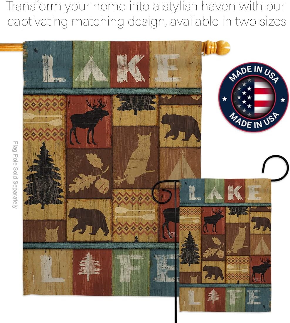 Breeze Decor OU-H-109055-IP Lake Life Decorative Vertical House Flag, 28" x 40", Multicolor