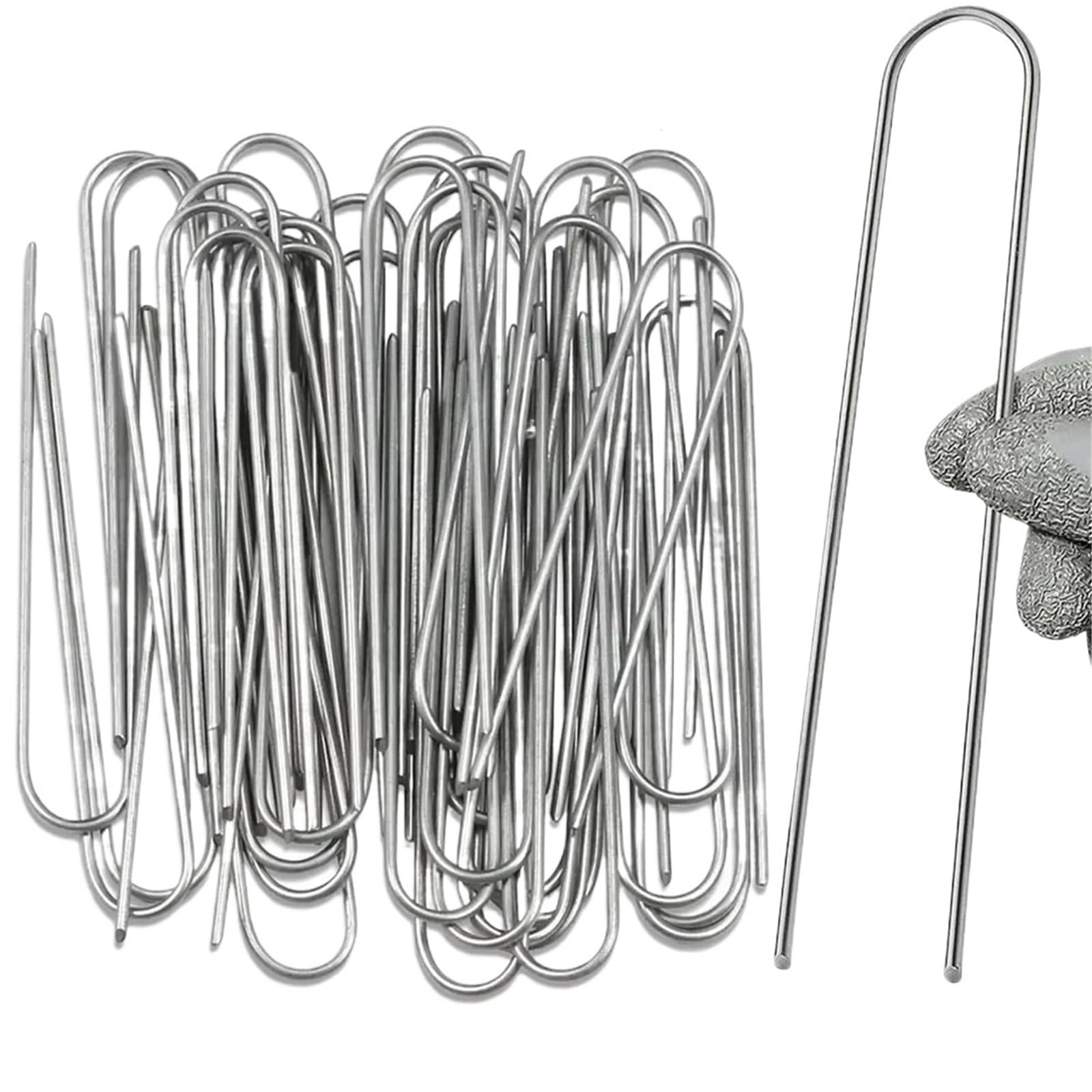 Lot de 100 piquets à membrane en forme de U pour jardin, piquets de clôture, tubes, piquets galvanisés (4 x 10 cm, 300 pièces)