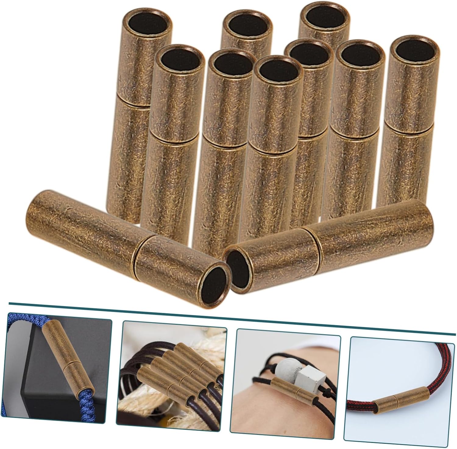 ARTIBETTER 20pcs End Caps for Jewelry Making Bracelet Ends Modern Design Locking Rope Cap DIY Accessory