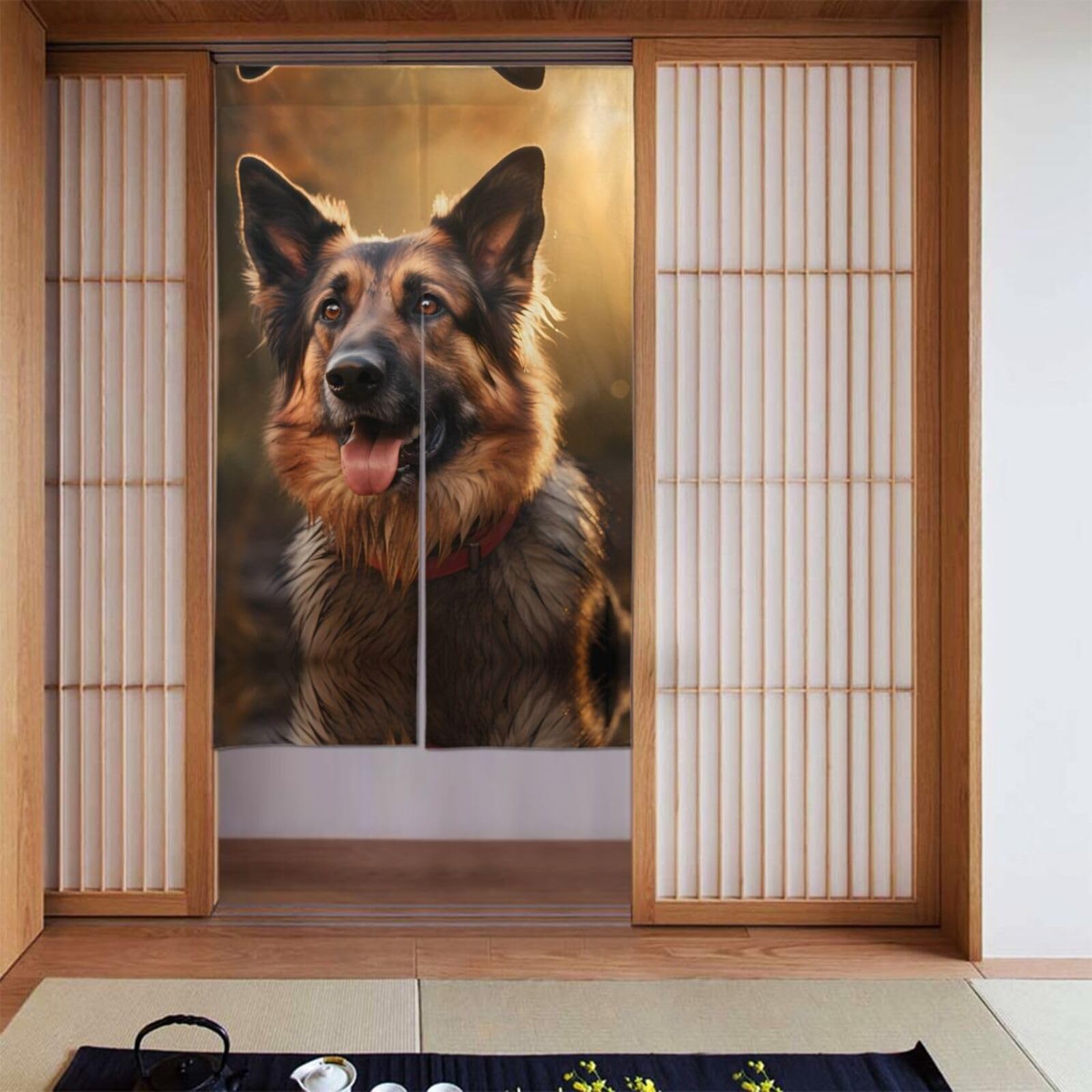 Cortina de puerta pastor alemán de 86x142 cm para cocina y baño