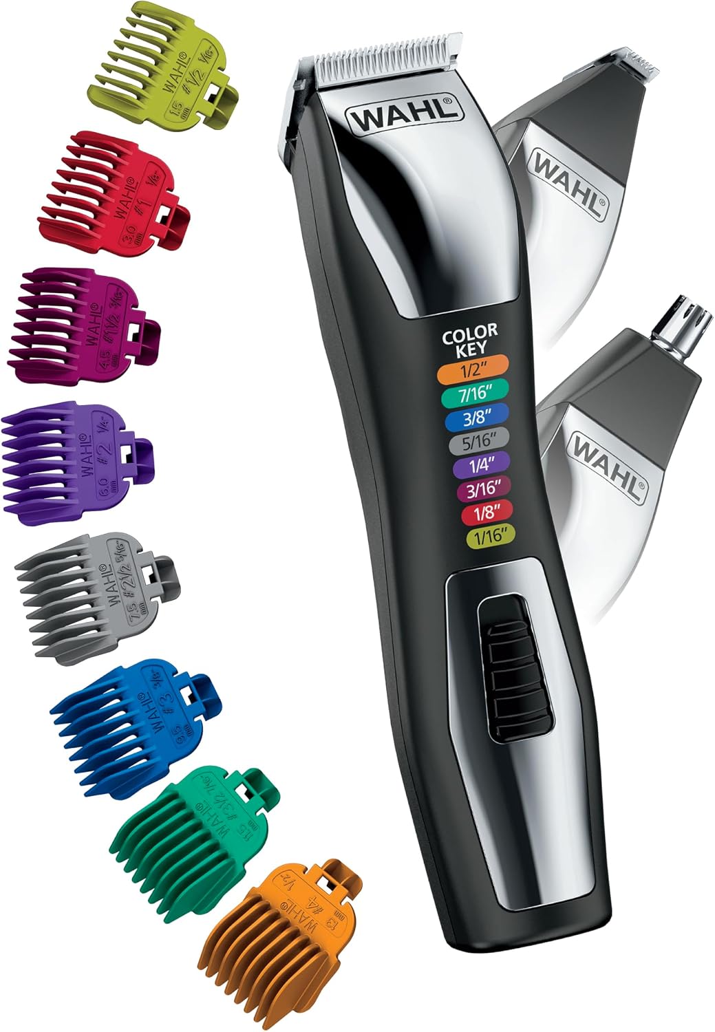 Wahl Color Pro All in One Cordless Eyebrow, Nose & Beard Trimmer for Men | Colorful Guards Trim Facial Hair, The Detail Trimmer Shapes Eyebrows & The Nose Trimmer Cleans Up Nose Hair – Model 3025945