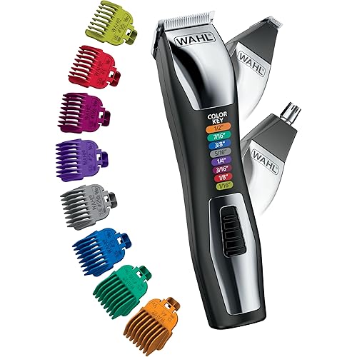 Wahl Color Pro All in One Rechargeable Cordless Color Coded Beard Trimmer with Detail Eyebrow Trimmer and Rotary Nose Hair Trimmer for Men- Model 3025945