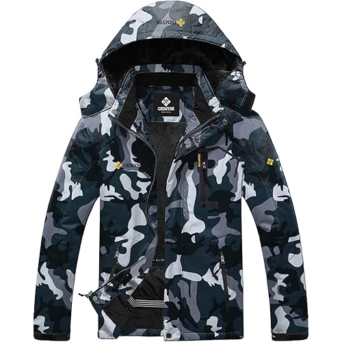 GEMYSE Men's Mountain Waterproof Ski Snow Jacket Winter Windproof Rain Jacket (Black,Medium)