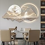 3D Wall Art Decor Clock, Wall Hanging Sculpture Painting with LED Light, Modern 3D Wall Decor Creative Landscape Walls Hanging Mural for Living Room, Bedroom(B,31.5x15.7in)