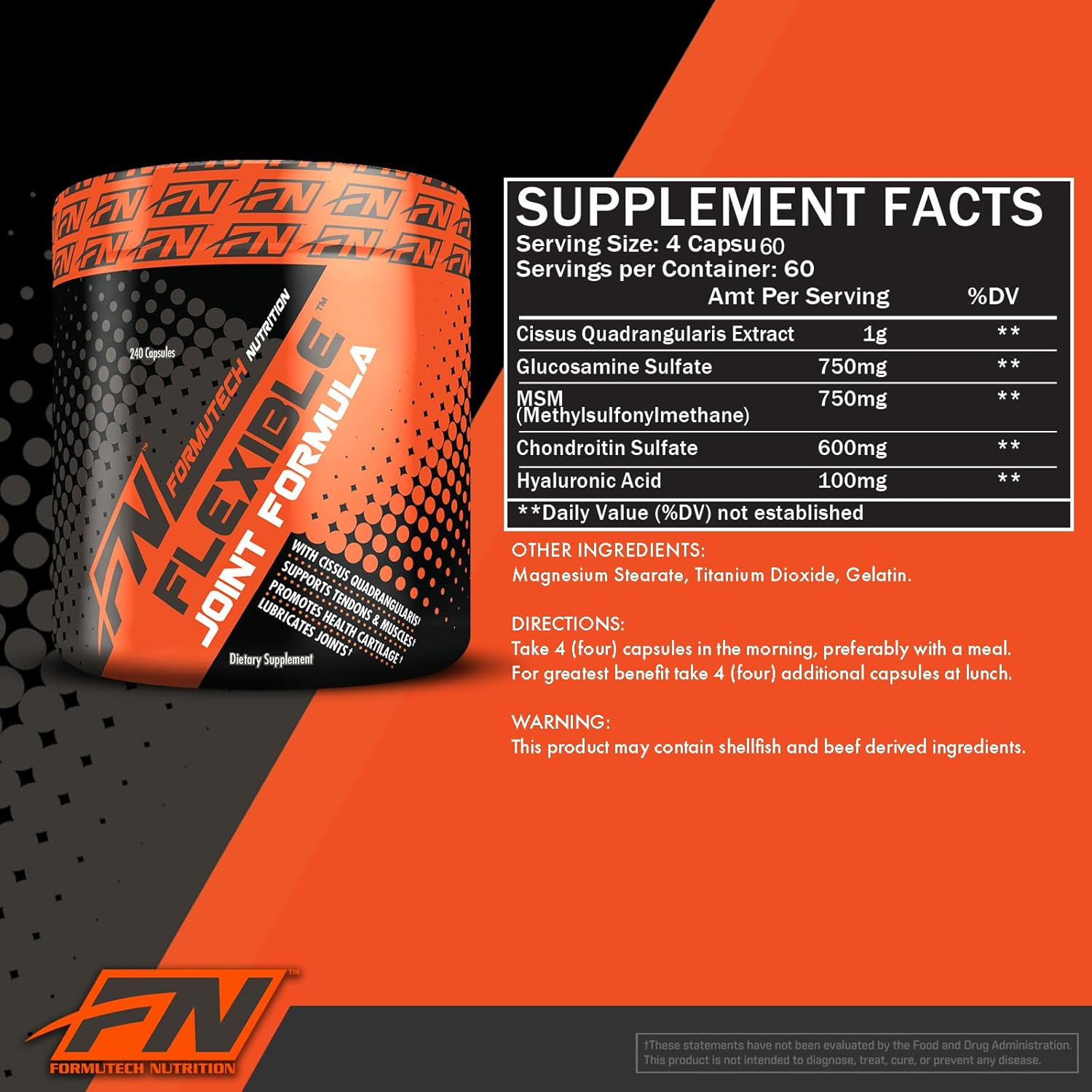 Flexible Joint Formula | Complete Support for Joints, Bones, & Connective Tissues | Promotes Uptake of Sulfates | 240 Capsules - Image 2