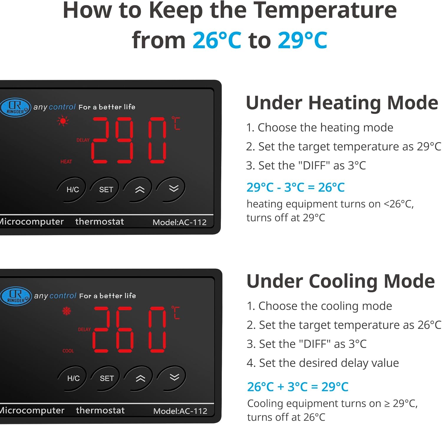 Heating and Cooling Mode Settings