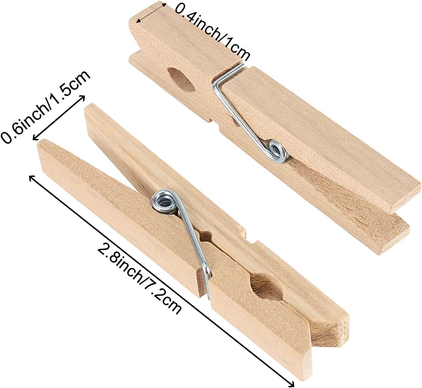 HOIGON 400 Stück 7,6 cm natürliche Holz-Wäscheklammern, stabile große Holz-Wäscheklammern, Holzklammern mit Feder, Holz-Wäscheklammern für Kleidung, Handwerk, hängende Fotos, Clipping Snacks