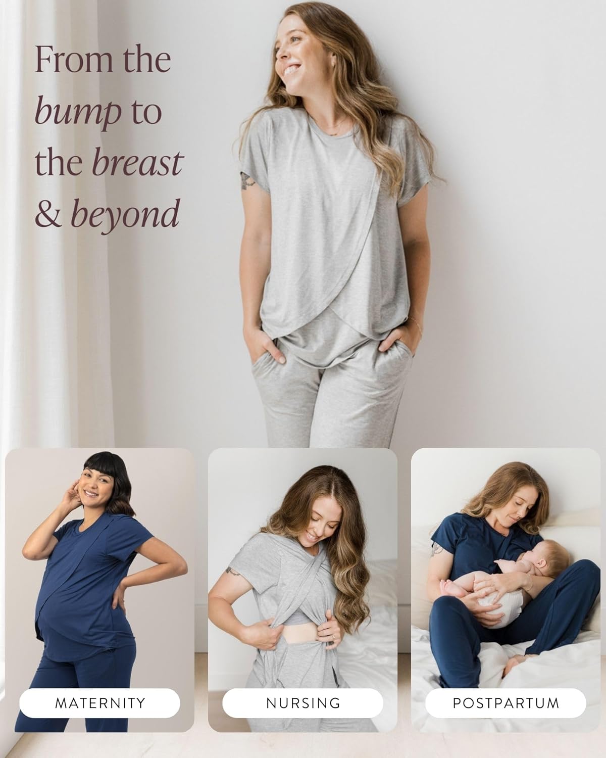 Kindred Bravely Tulip Hem Maternity Pajamas & Postpartum Lounge Sets for Women, Short Sleeve Nursing Pajamas - Image 5