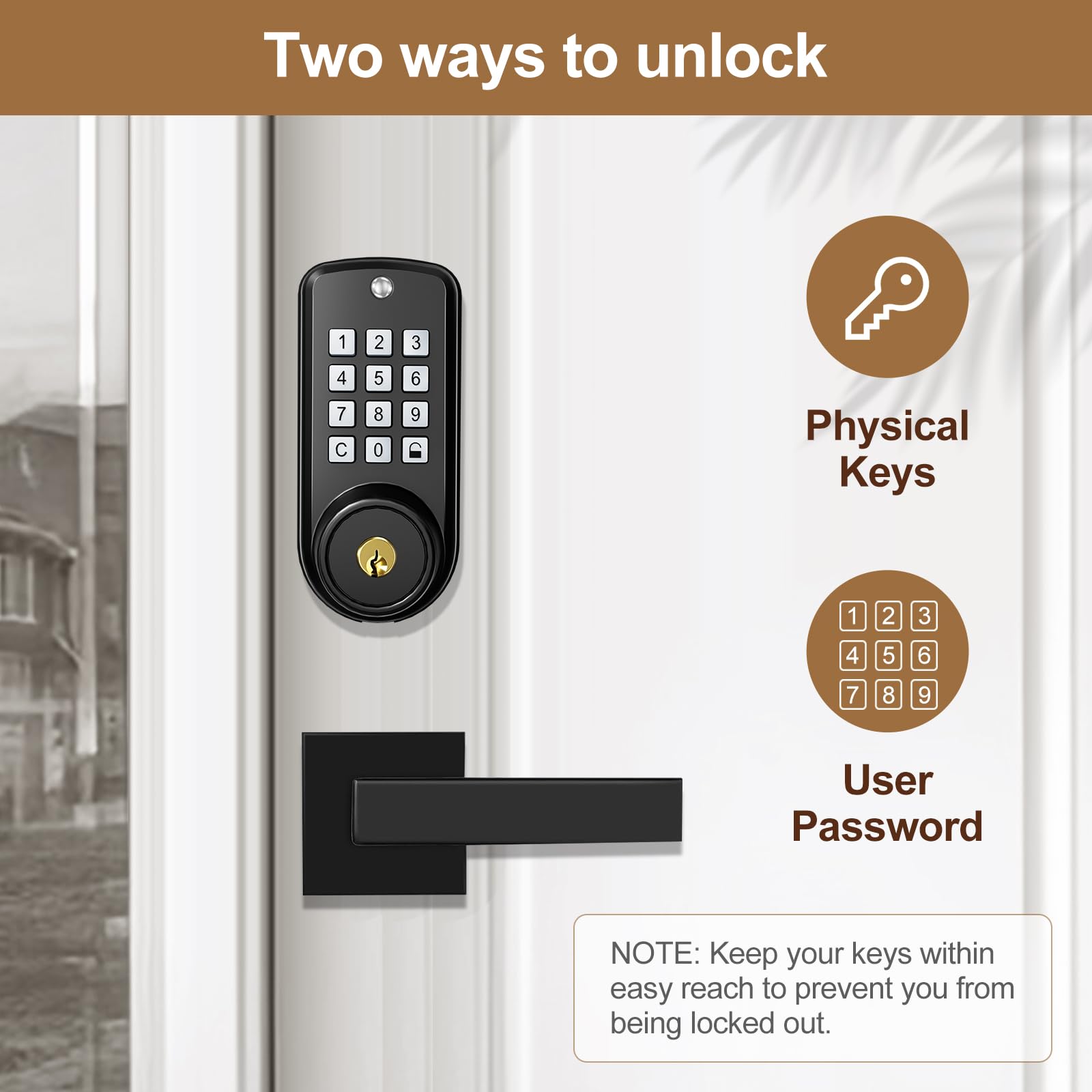 Keyless Entry Door Lock With Backlit Keypad - Electronic Deadbolt With Handle, Auto Lock, One-Time Codes, Matte Black