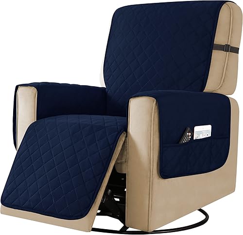 Miniatura 30 de SUBRTEX Juego de funda de sofá incluye fundas de sofá biplaza y silla, protector reversible de muebles de primera calidad con correas elásticas para