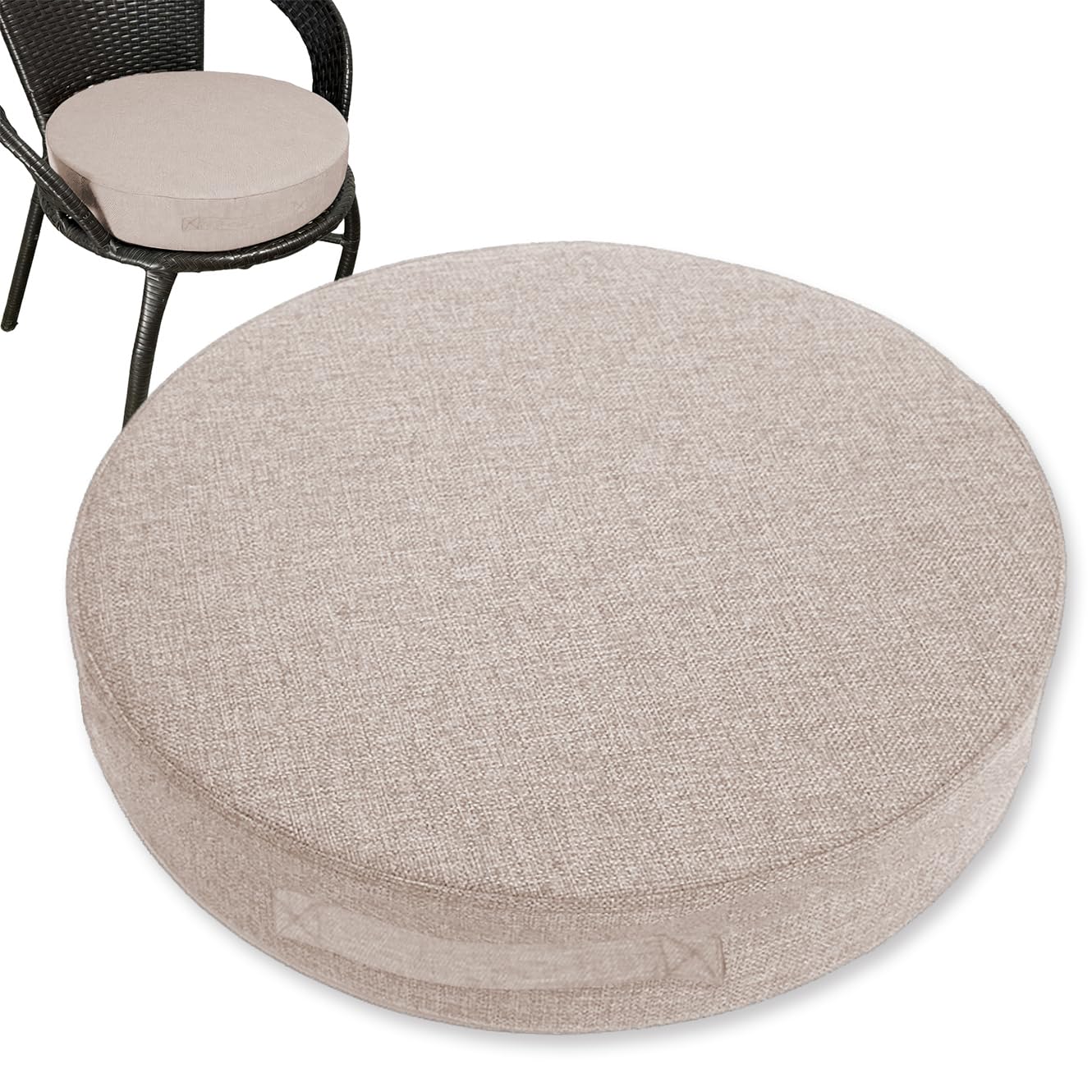 Rr tianshi Thick Seat Cushion Large Recliner Cushions for Elderly with Handle,Non Slip Square Foam Chair Pads for Couch Armchair Chairs or As Floor Pillow (Beige,45x45x8cm)