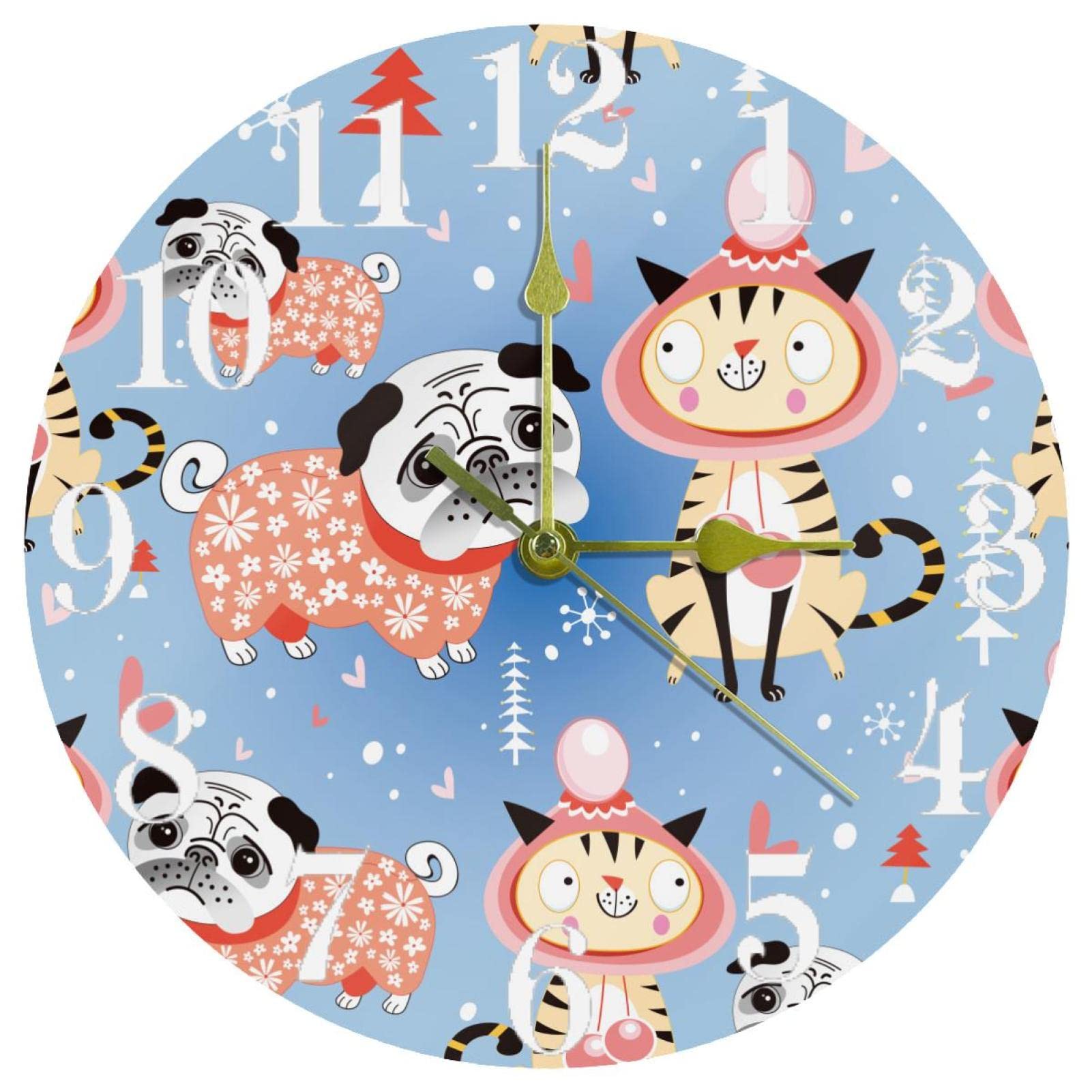Horloge murale silencieuse sans tic-tac motif animaux 25cm pour chambre