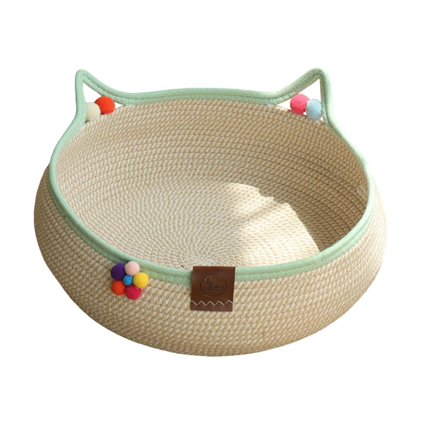 Milageto Panier tissé pour Chat, lit de Couchage pour Animaux de Compagnie, Panier Universel pour Chat Toutes Saisons, nid Portable pour Chaton, griffoir pour, L