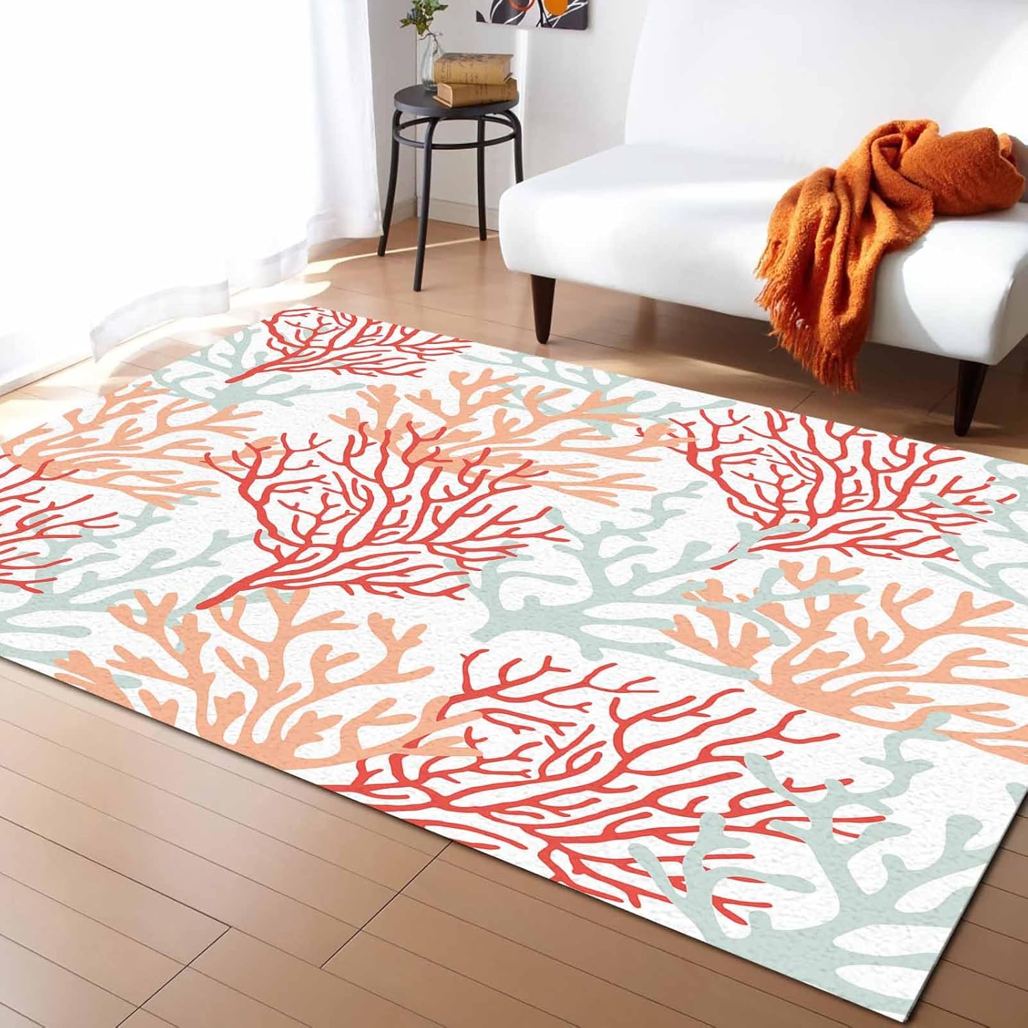 Indoor Area Rug, Laundry Room Non Slip Carpet Pad Bathroom Mat, Wash Dry Fold Repeat Splicing Colorful Wood Kitchen Runner Area Rug for Bedroom/Living Room/Kids Room 5'x7'
