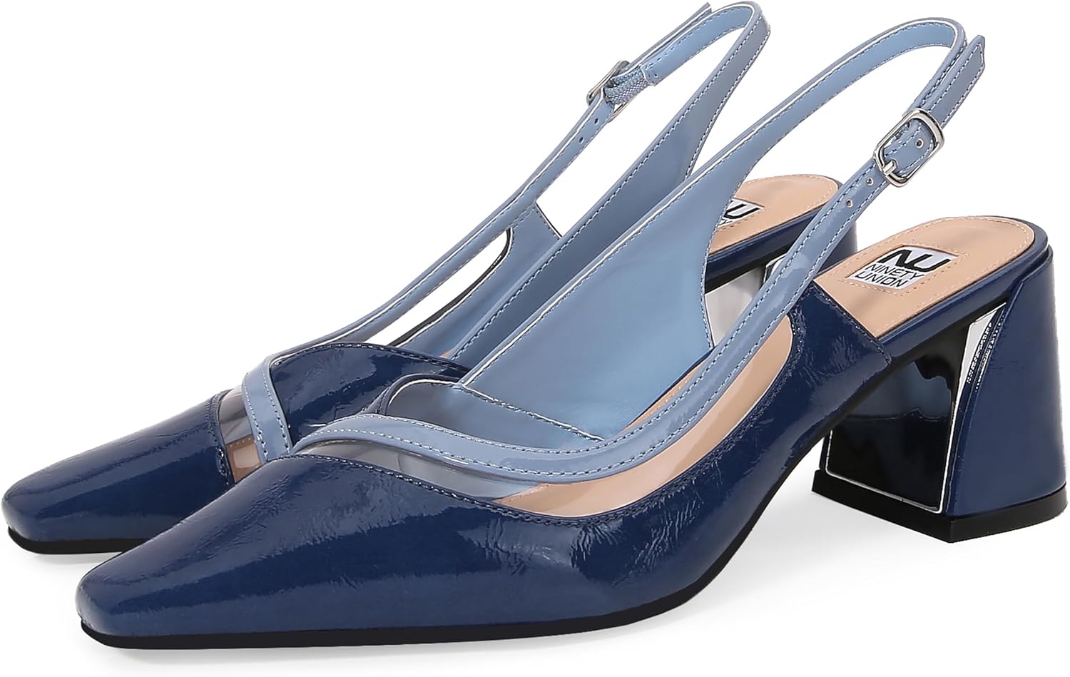 Ninety Union Regine Block Heel Pumps, Comfortable Heels with Adjustable Strap, Women's Slingback Pumps