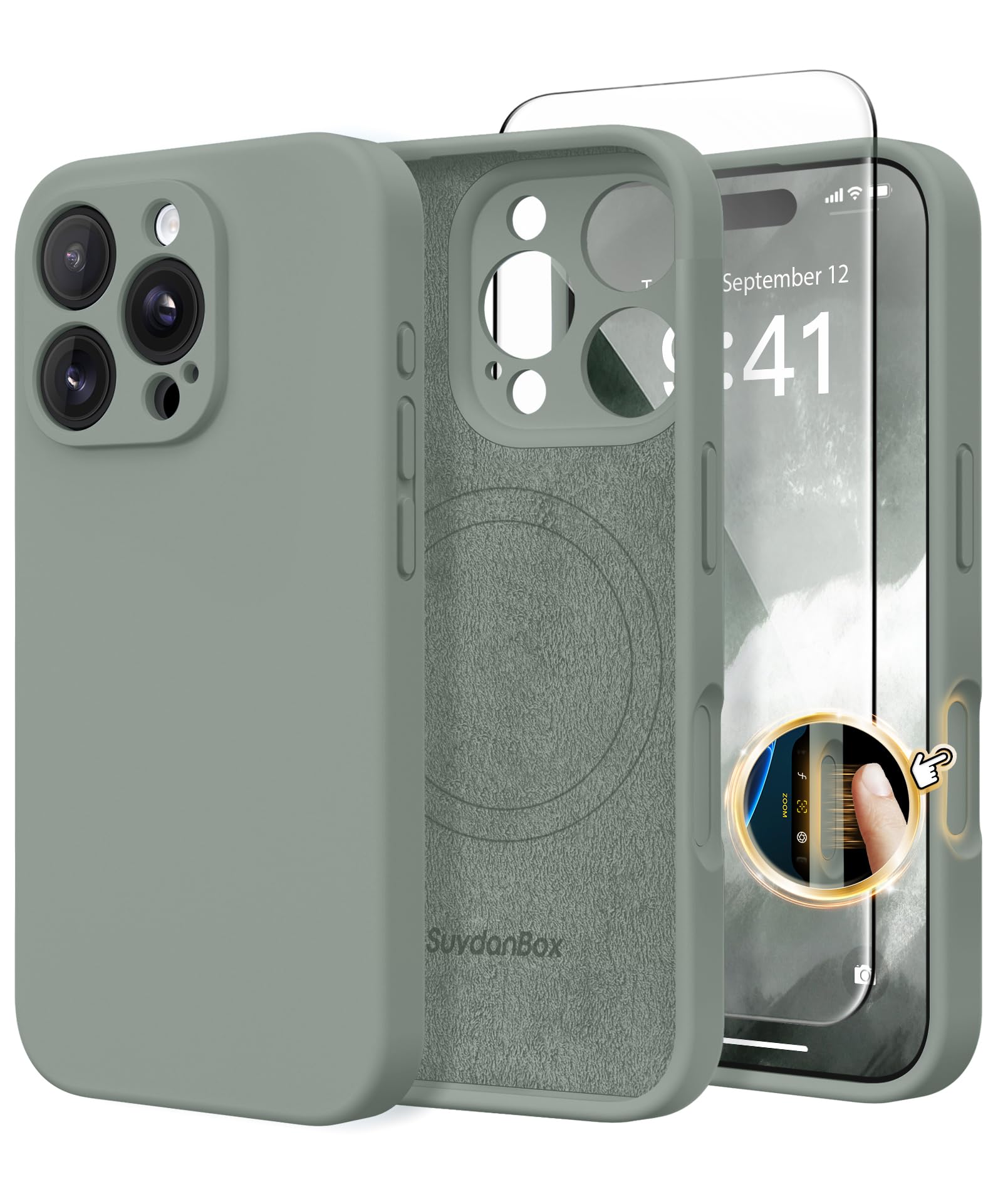 Magnetic for iPhone 16 Pro Max Case Silicone Calke Green