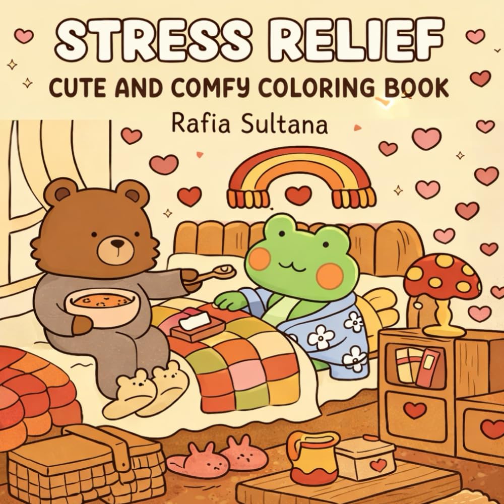 Comfy Days: Cute & Cozy Coloring Book for Adults and Teens: Simple Stress-Relief Designs with Bold & Easy Pages