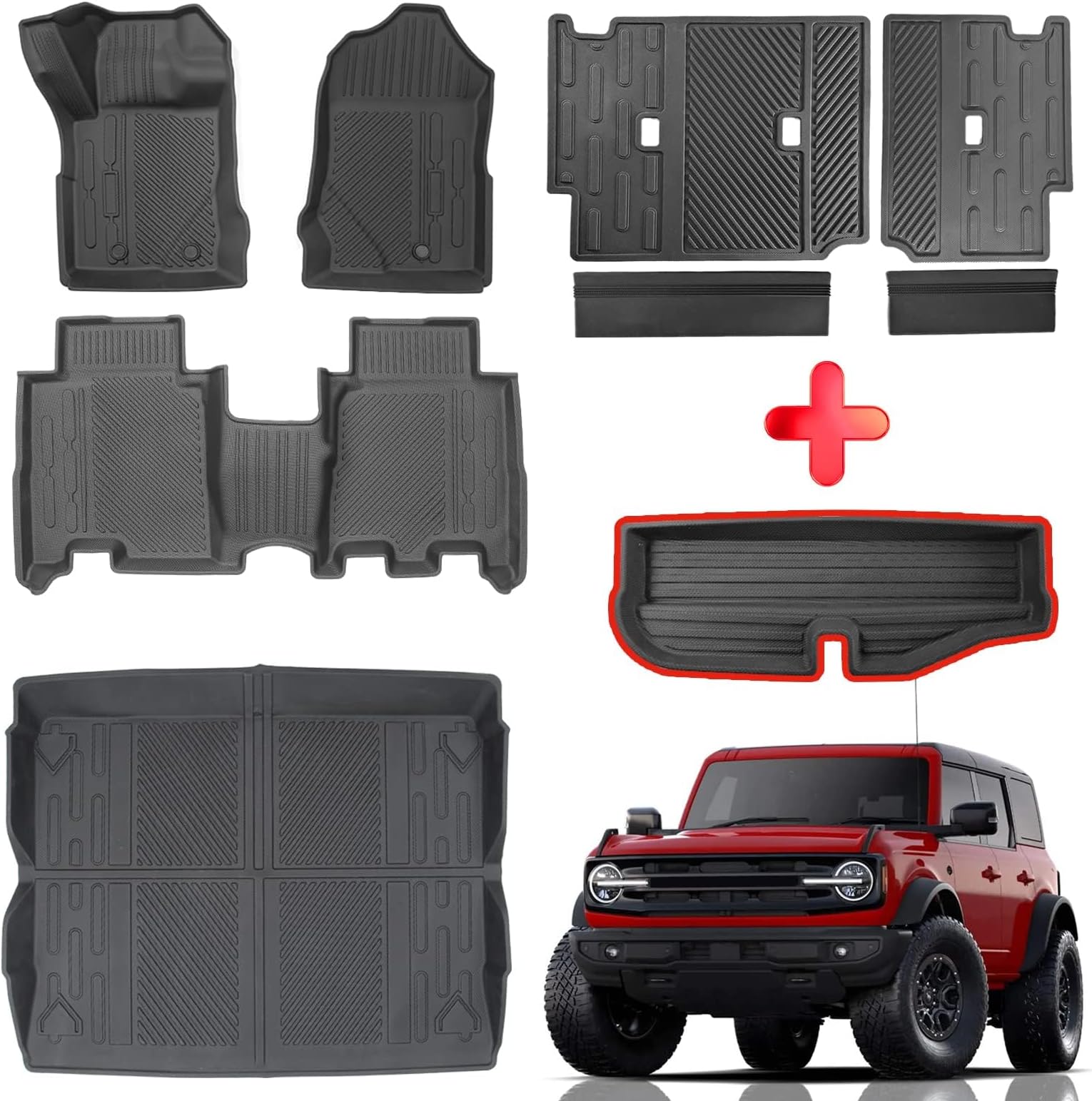 Mabett Interior Cover Mats for Ford Bronco Accessories 4-Door 2026,2021-2025 Floor Mats Rear Seat Back Cover and Cargo Liners with Trunk Lower Storage Mat（Not fit Bronco Sport）
