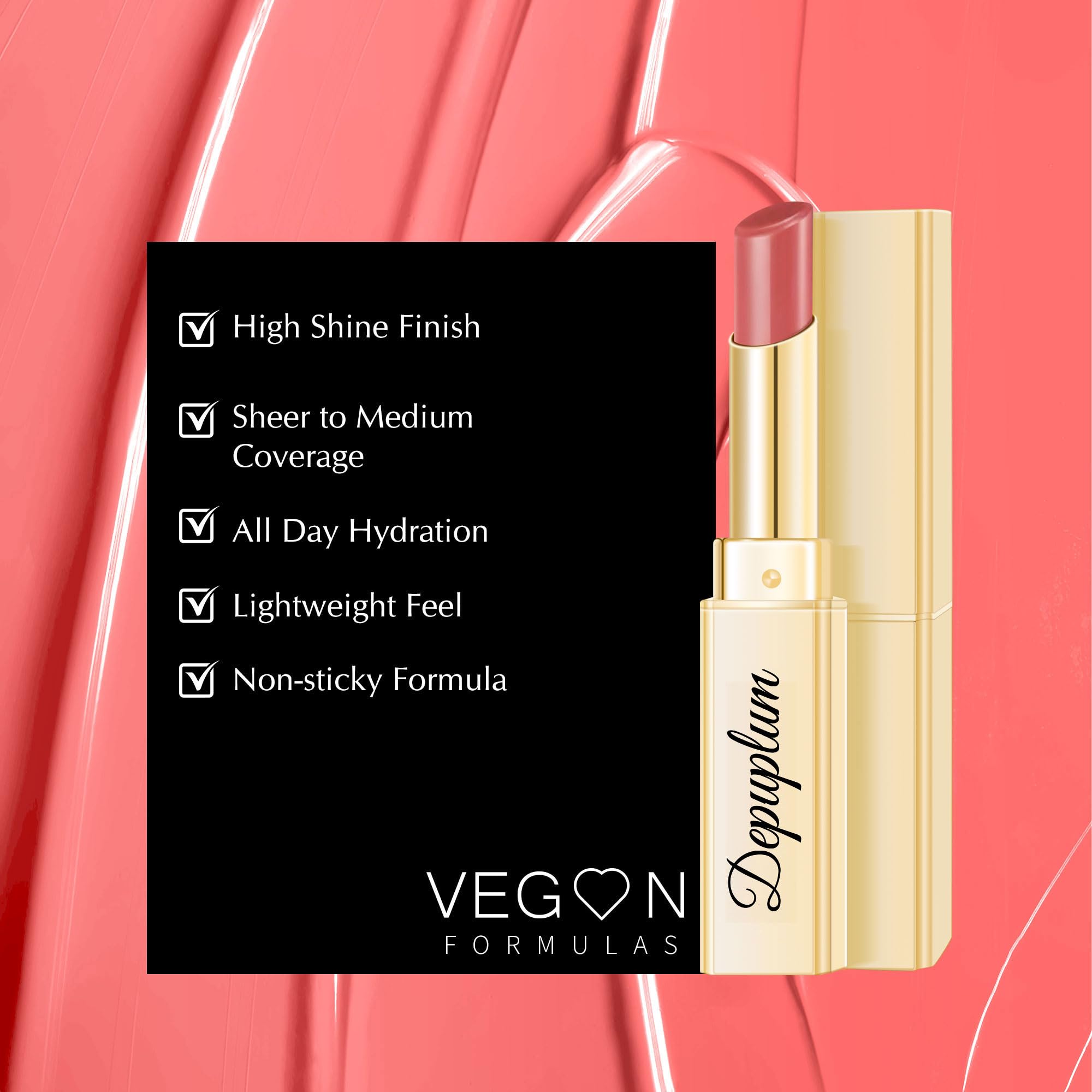 DE'MUMU Barra de labios rosa nude para mujer, hidratante, brillante, cobertura media, transparente, largo