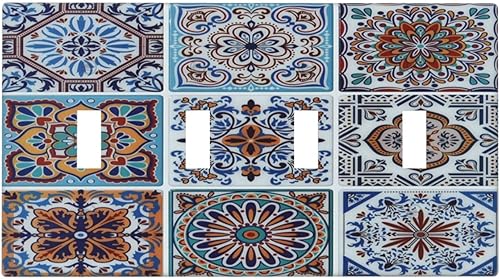 Miniatura 9 de Boho Talavera - Cubierta decorativa para interruptor de luz de 1 cuadrilla, placa de pared de palanca única, placa eléctrica para decoración de