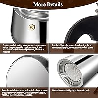 Vista 7 de 6 tazas Moka Pot Percolator Cafetera italiana 10.1 fl oz Estufa Espresso Mocha Acero Inoxidable Greca Cafetera Cafetera Clásica Apto para Cocinas