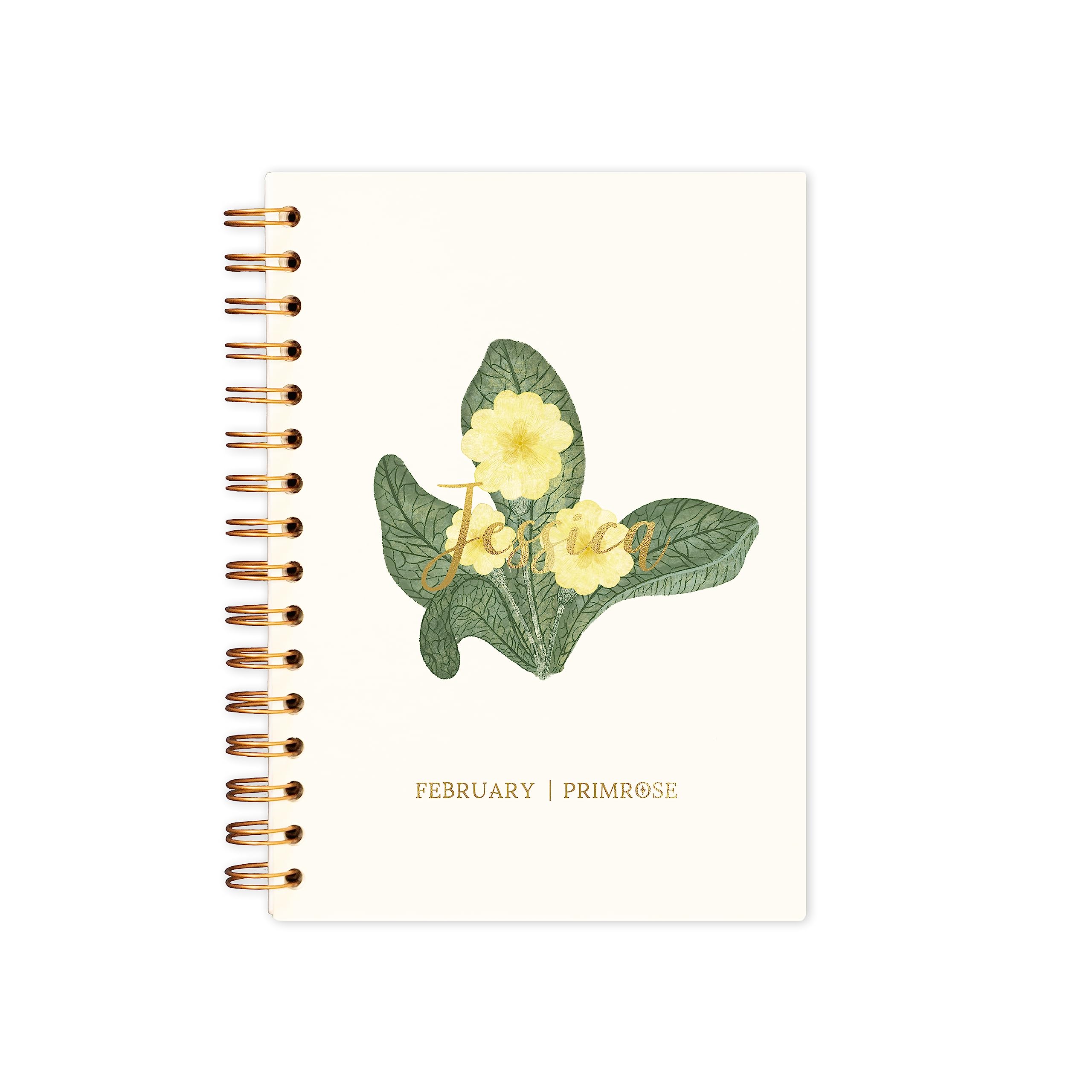 Manta Makes Birth flower personalised notebook | personalized journal with birth month flower | birthday gift for her birth flower gift custom notebook (Lined paper, February)