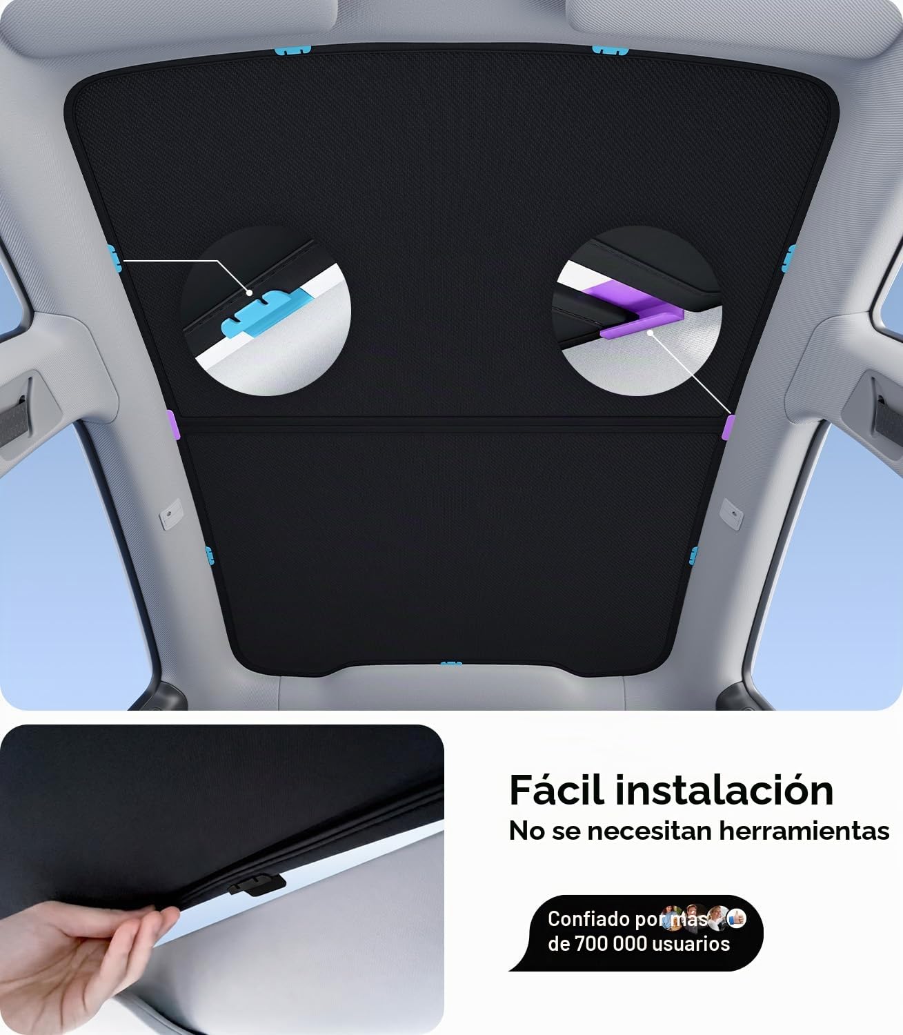 Wigoo Tesla Nuevo Modelo Y Accesorios de Enebro Parasol para el Techo [Nunca Se Caiga, Recubrimientos de Nano Hielo Cristal] Protección Térmica para Techo de Vidrio, Accesorios para el Nuevo Modelo Y