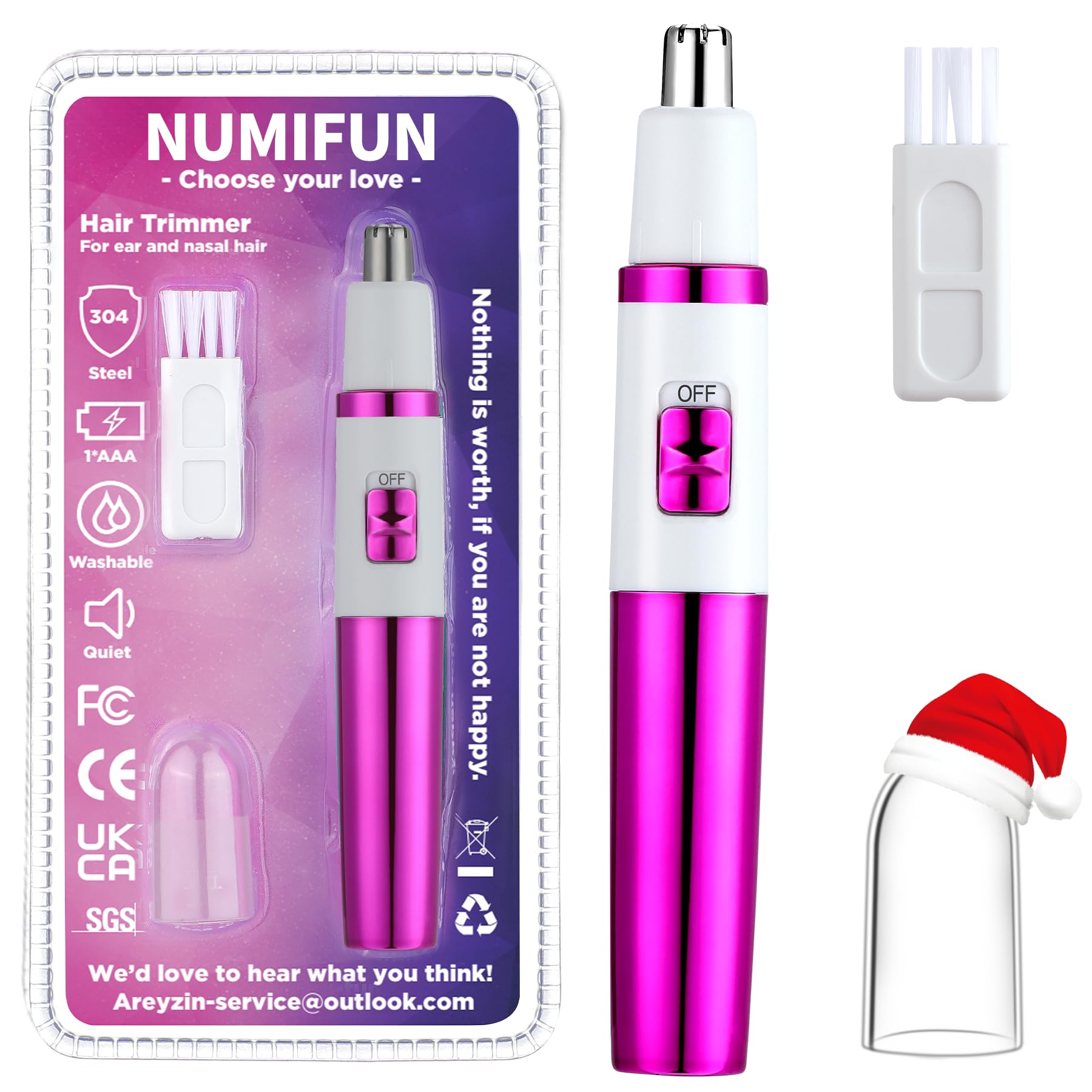 NUMIFUN Rasoio per da naso da donna, senza dolore, per orecchie e naso, per sopracciglia, orecchio, nasos, professionale, impermeabile, oro rosa