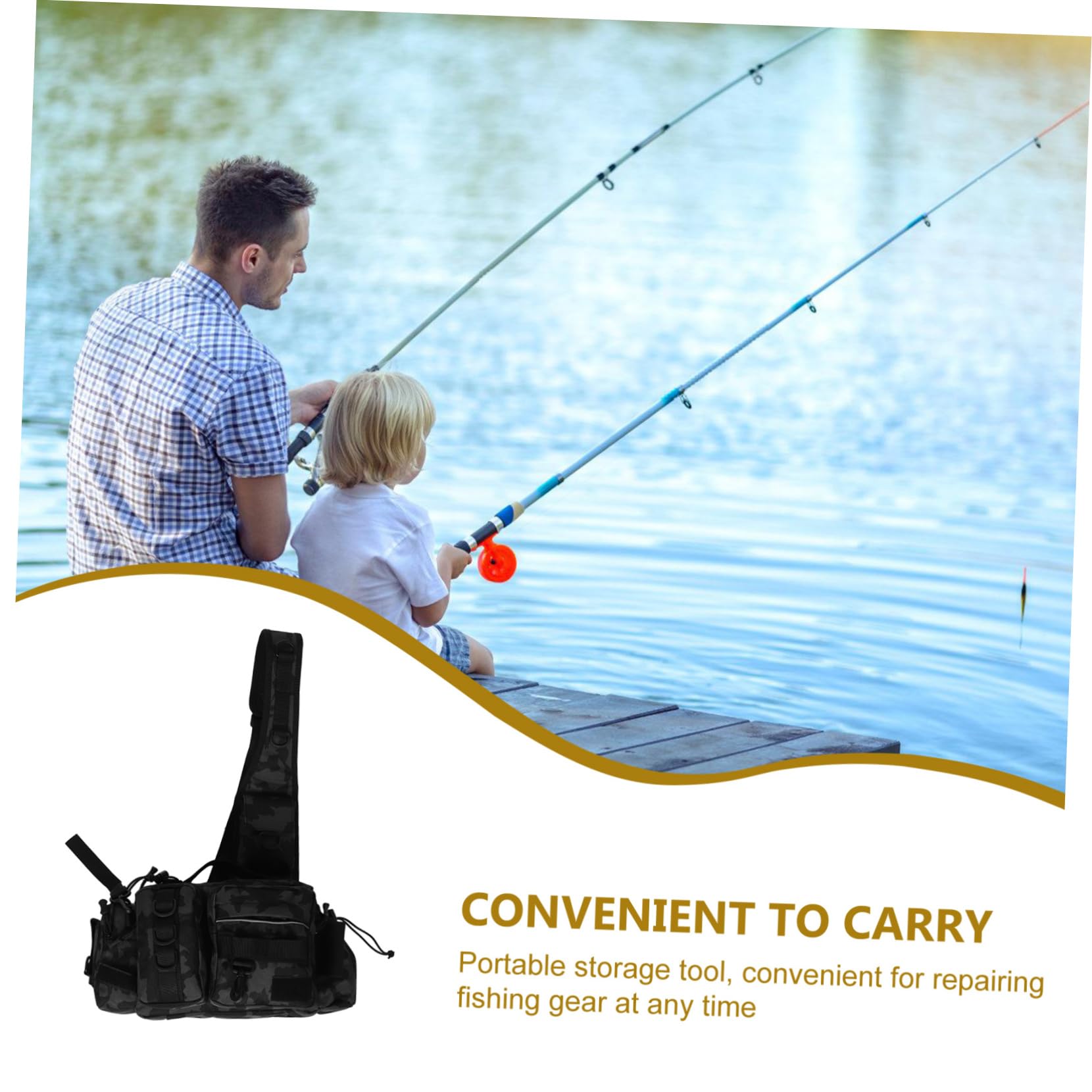 Torba Wędkarska Crossbody z Uchwytem Sprzęt Lekka Torba Ramię Plecak Do Przechowywania Akcesoriów Wędkarskich Idealna Do Wędkowania Pieszych Wędrówek i Biwakowania