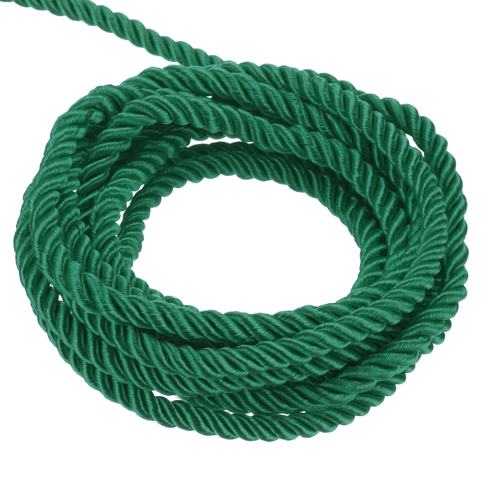 QUARKZMAN Corda Intrecciata in Poliestere, 22 Iarde 5mm 3-Fili Corda Intrecciata Brillante per Tende da Esterno per Borse Regalo Decorativa di Natale, Verde Bosco - 20M