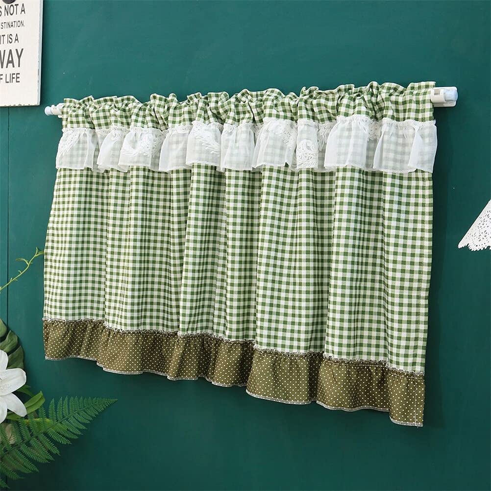 Cantonnière courte passe-tringle voilage semi-transparent vert