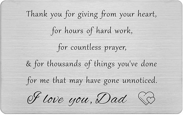 FALOGI Thank You Dad Gifts, I Love You Dad Engraved Wallet Card, Daddy Fathers Day