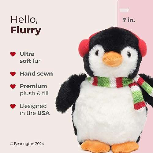 Vista 8 de Bearington Mr Flurry - Pingüino de peluche, animal de peluche navideño de 10 pulgadas