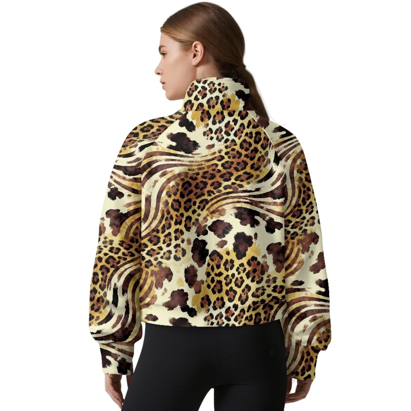 Poceacles Przycięte bluzy dla kobiet z zamkiem błyskawicznym bluzy oversize sweter modne bluzy z kapturem topy z dekoltem