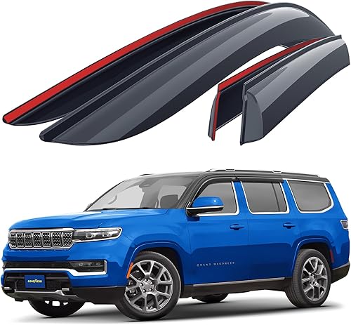 Miniatura 14 de Goodyear Deflectores de ventana inastillables para Chevy Silverado/GMC Sierra 2500HD, 3500HD 2020-2026 Crew Cab, protectores de lluvia con cinta,