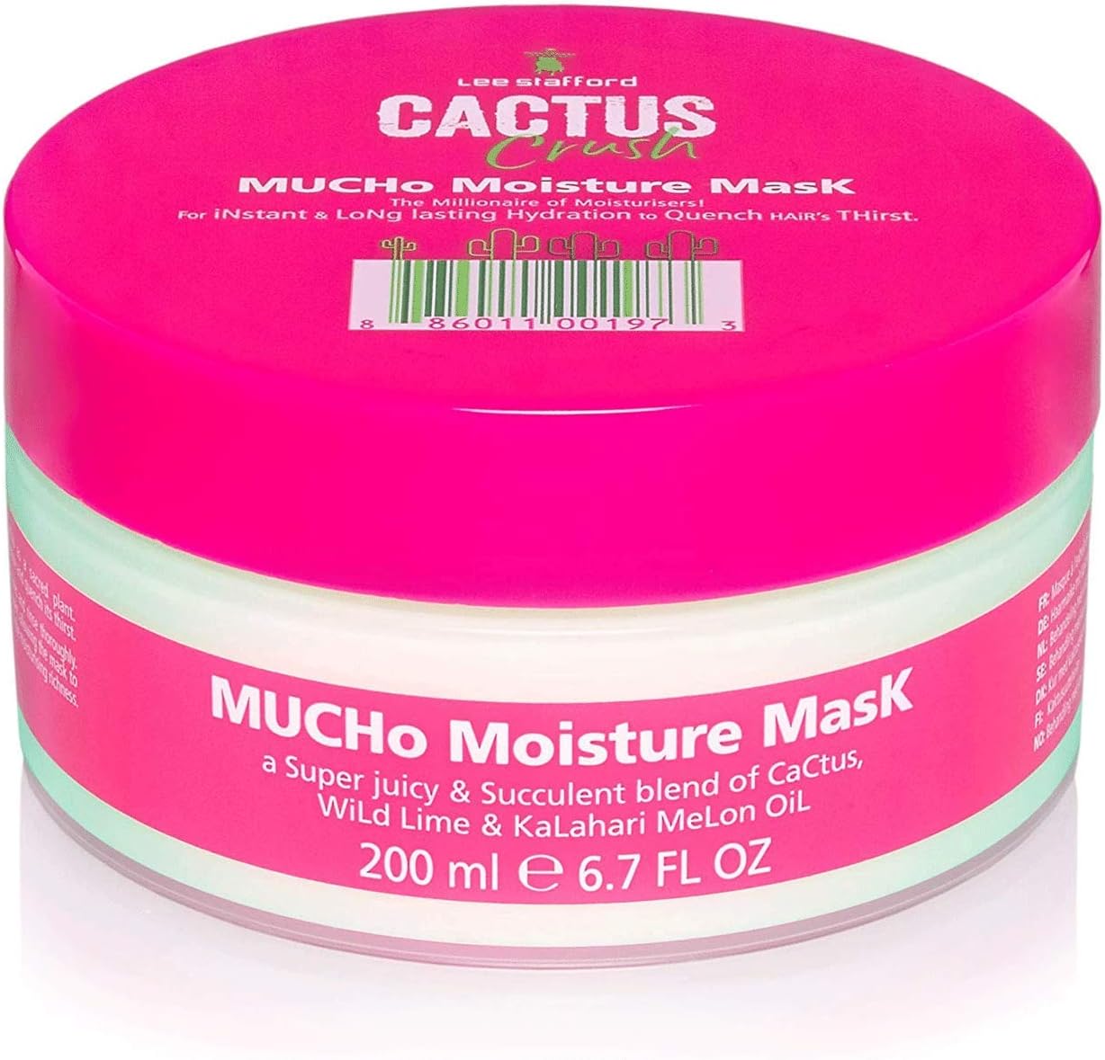 Lee Stafford Hair MAsks Cactus Crush MUCHo Moisture Hair MasK, for instant long-lasting Hydration 200ml | Hair Mask For Dry Damaged Hair, dry scalp, hair mask