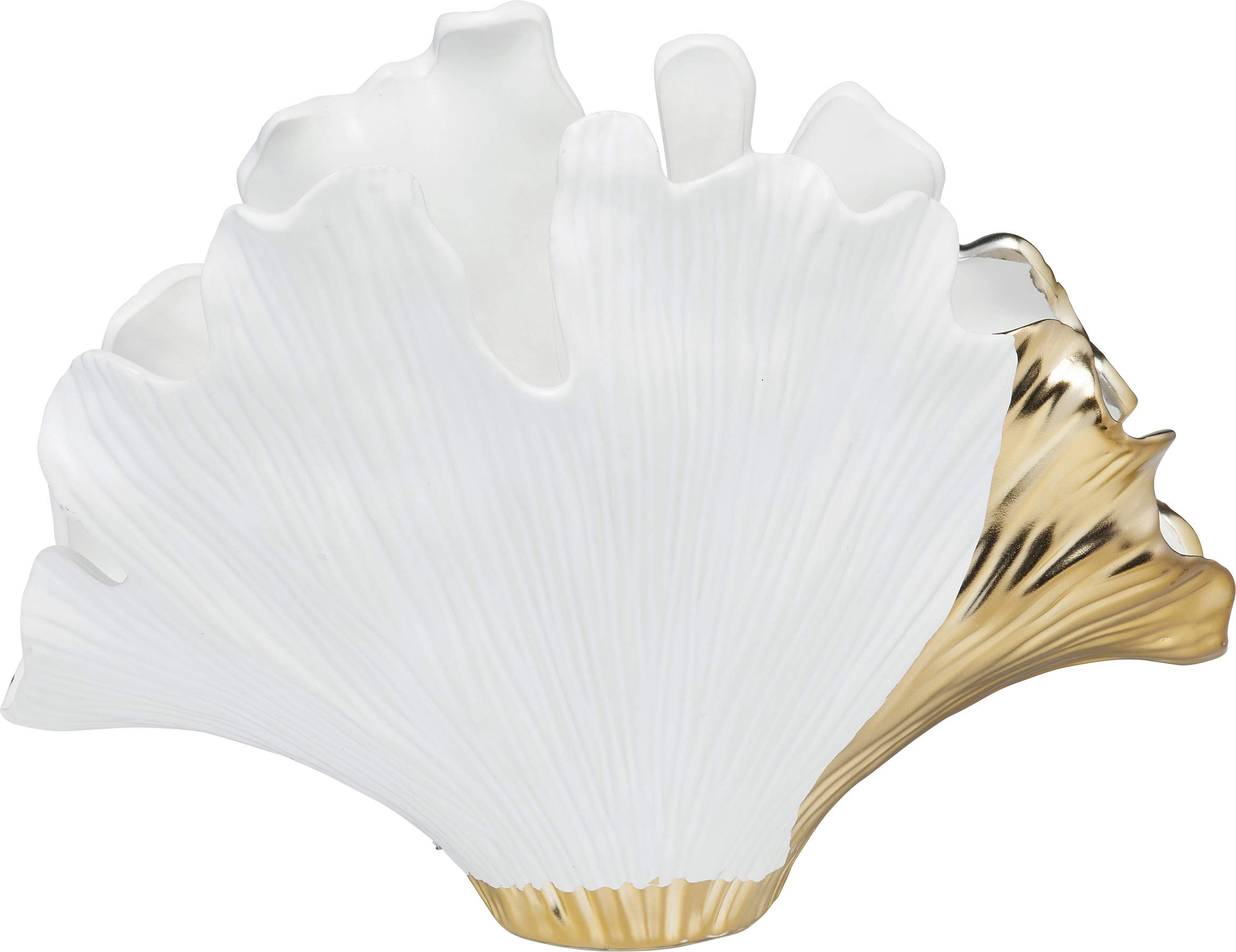 Kare Design Vase Gingko Elegance White/Gold Decorative Vase Flower Vase Stoneware Hallway Dining Room 32 x 45 x 15 cm