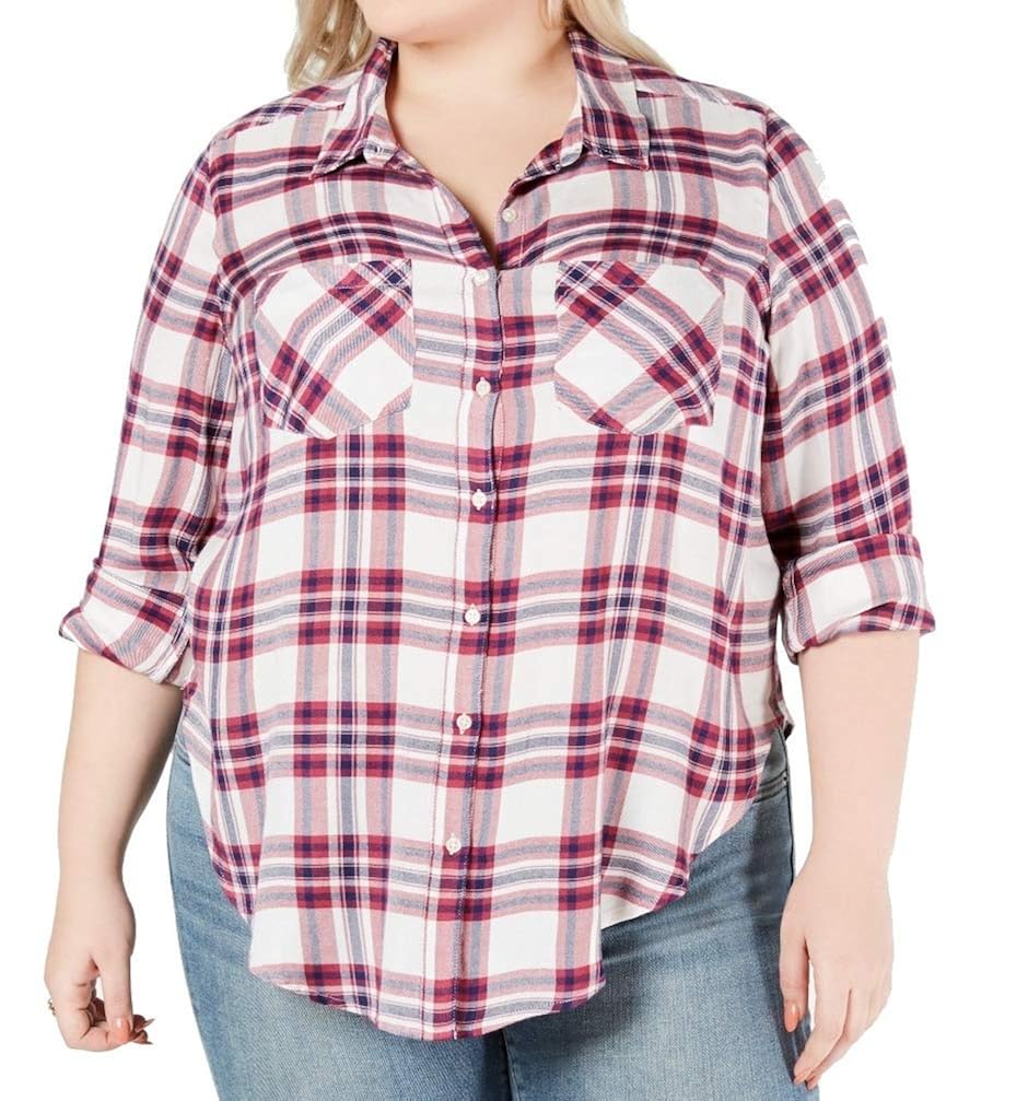 Womens plus size plaid shirts Clearance