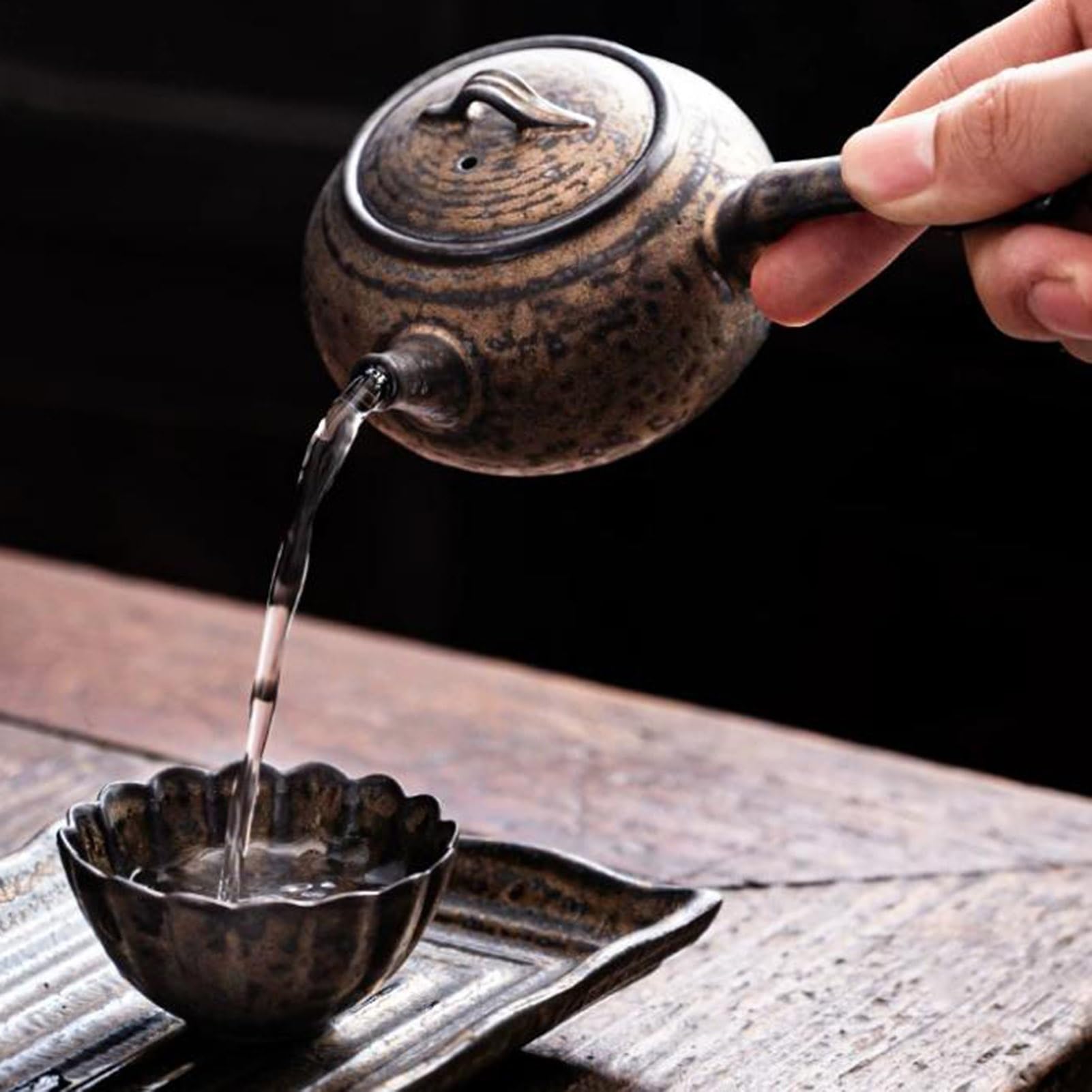 Traditioneller chinesischer Gongfu-Ton-Teekessel, Keramik-Teekanne mit Seitengriff, multifunktionales Tee-Ei for Camping, Reisen, Wandern, Küche