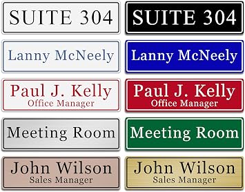 SINYUDUN Custom Engraved Door Name Plate, Name Plates for Door or Wall Sign | Personalized Elegant Office Name Plates for Wall with Adhesive, Laser Engraving, 10 Colors Available (2.5 x 8)