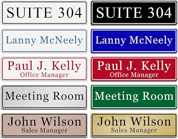 SINYUDUN Custom Engraved Door Name Plate, Name Plates for Door or Wall Sign | Personalized Elegant Office Name Plates for Wall with Adhesive, Laser Engraving, 10 Colors Available (2.5 x 8)