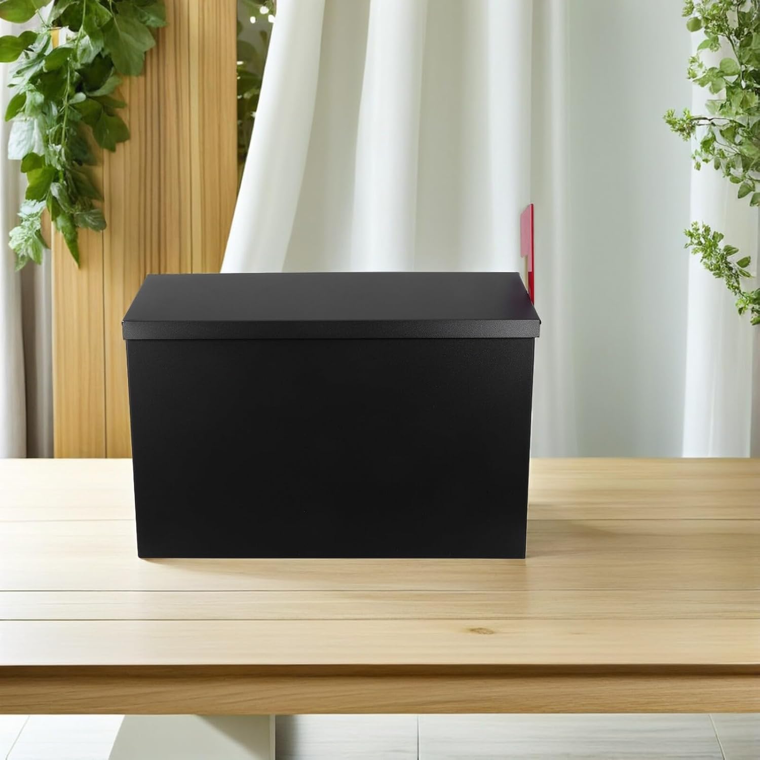 Wall-Mount Stainless Steel Mailbox, Weather-Resistant Letter Box with Lock, Black Metal Post Box for Home and Office Outdoor Use