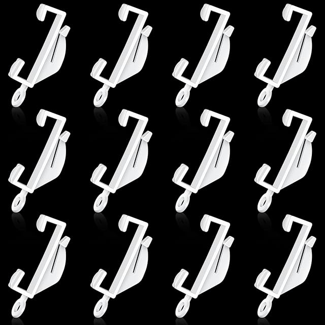 50 Pack White Plastic Curtain Rail Sliding Hooks