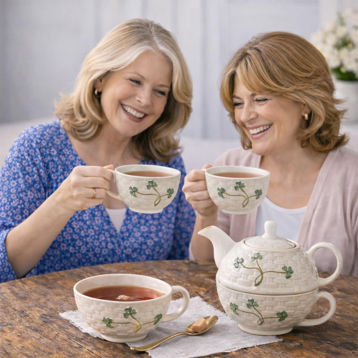 Amazon.com | Belleek Classic Shamrock Tea for One Set, Handcrafted