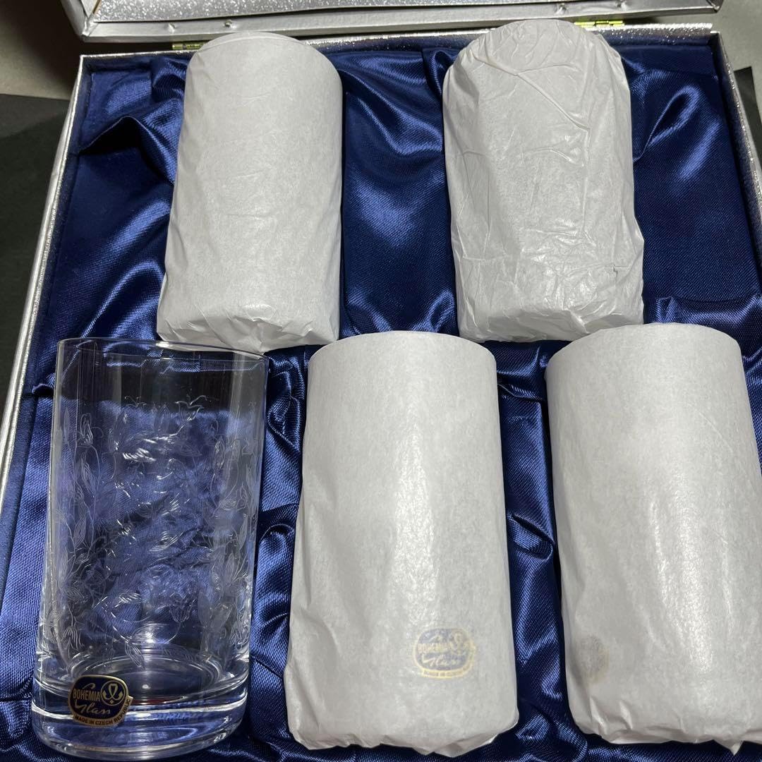 BOHEMIA　ボヘミアクリスタルグラス　酒盃　煎茶器　5客　箱付　Ｃ　5700 BOHEMIA ボヘミアクリスタルグラス 酒盃 煎茶器 5客 箱付 C 5700